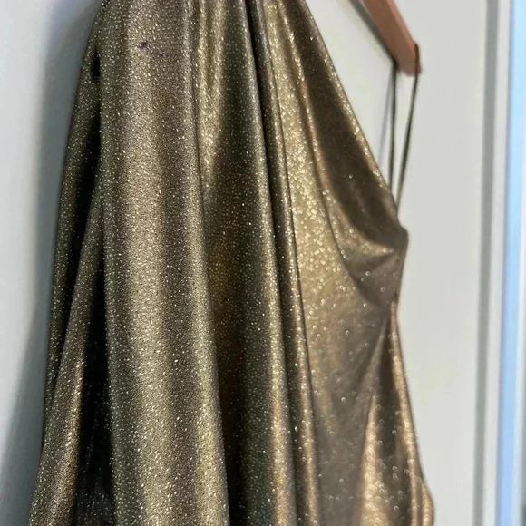 Alice + Olivia One Shoulder Top Hannah Gold Sparkle Glitter Size Small - Picture 5 of 11